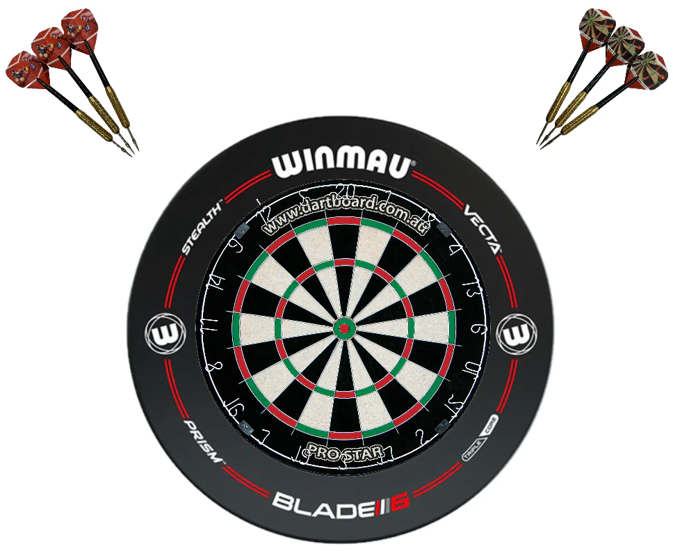 Genuine Bristle PRO STAR Dart board + Winmau Pro-Line Dartboard Surround