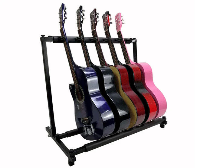 Metal Padded Foam Stylish Guitar Stand Fits 5 Guitars Tidy Storage Display Rack