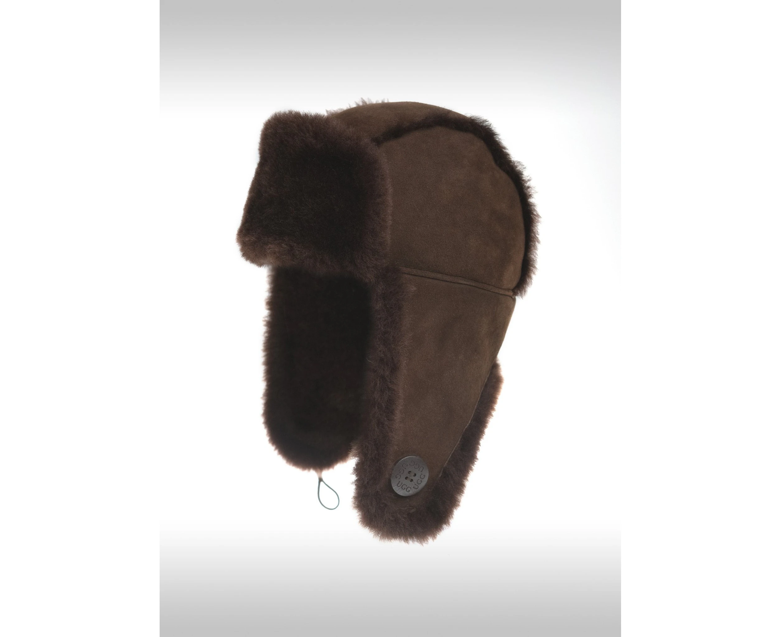 UGG BUTTON AVIATOR HAT - CHOCOLATE