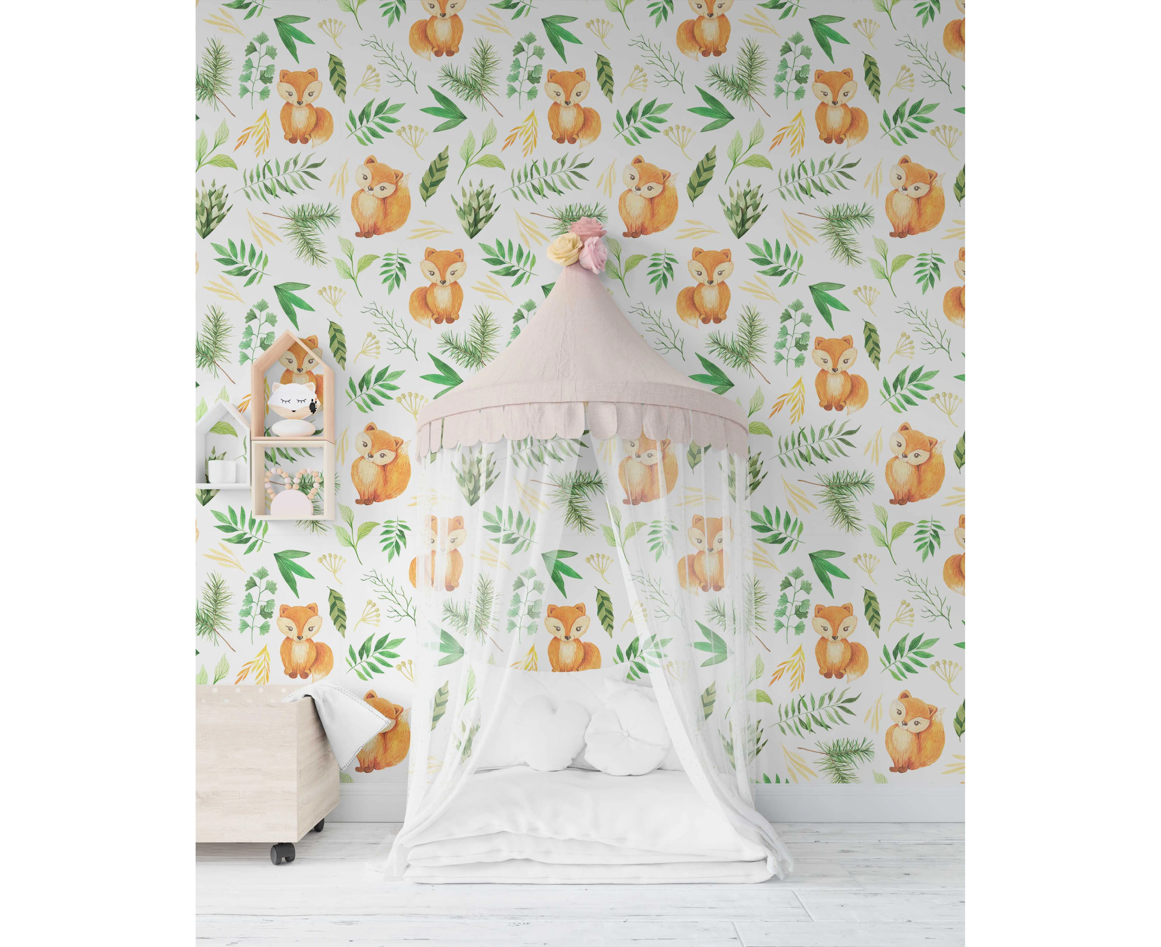 Jess Art Decoration 3D Orange Fox Leaf Wall Mural Wallpaper 153