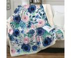 Dark Blue and Pink Floral Throw Blanket