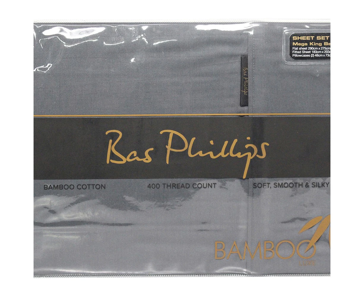 Bas Phillips Mega King Bamboo Cotton Sheet Set Charcoal