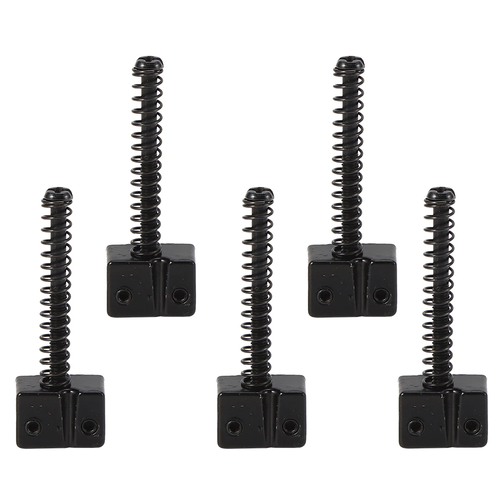 5Pcs Bass Bridge String Saddles For Bass Electric Guitar Replacement Part Spring Screwsblack