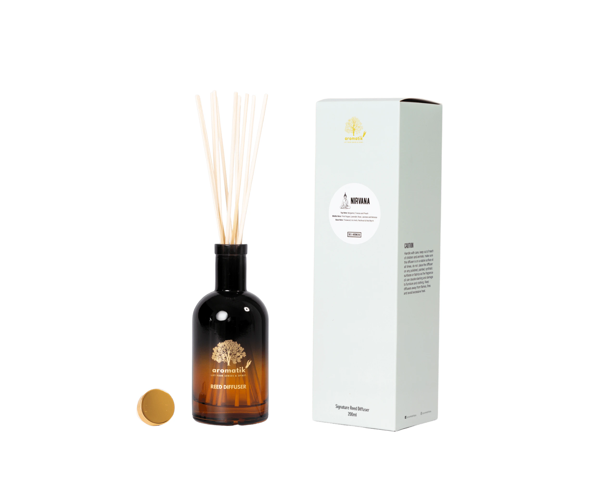 Aromatik - Nirvana - Signature Reed Diffuser 200 ML (10 Natural Diffuser Reeds)