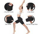 Women's Yoga Shorts with Pockets - High Waist Biker Running Compression Exercise - Black