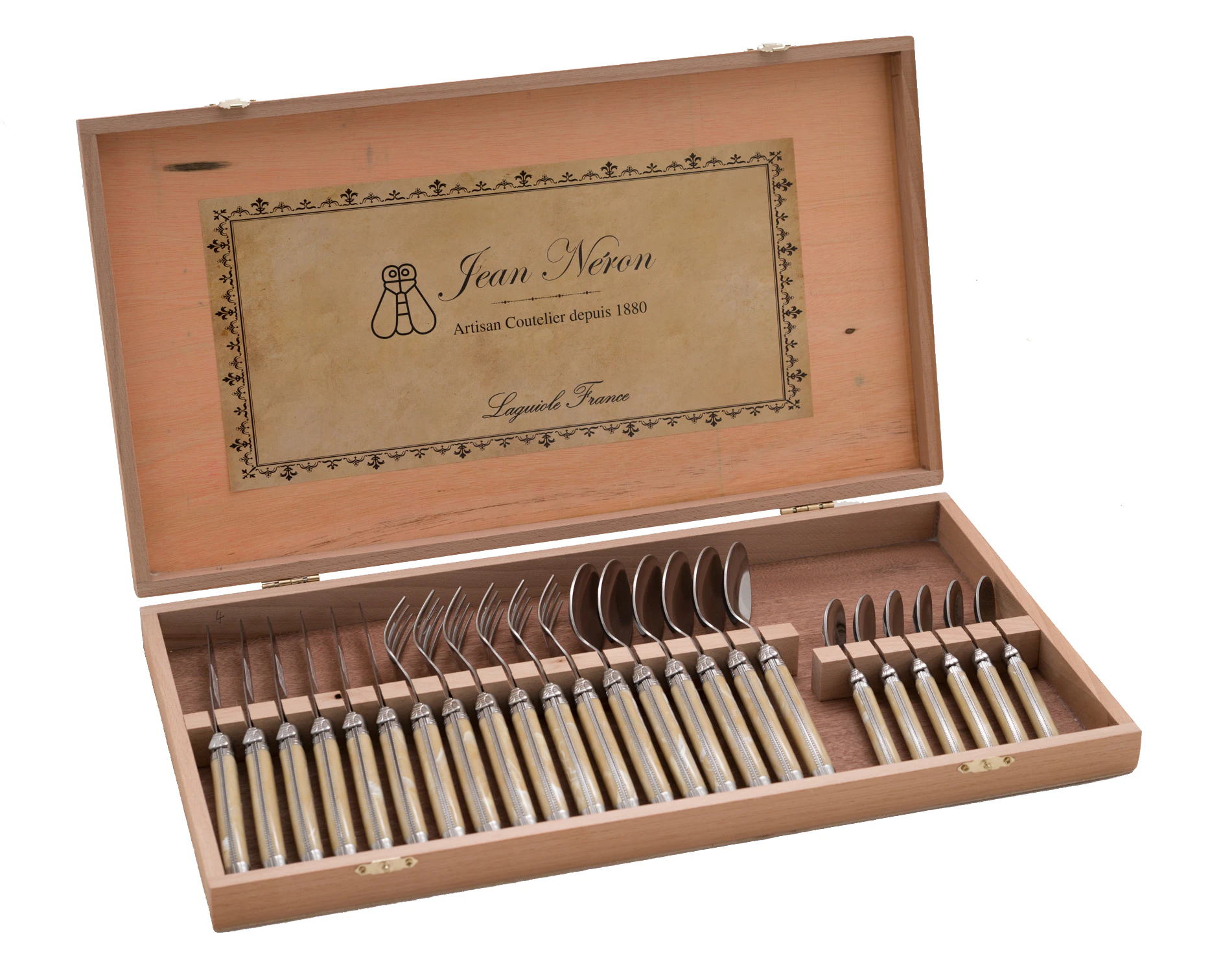 24pc Cutlery Set in Gift Box - Made in France - Light Horn