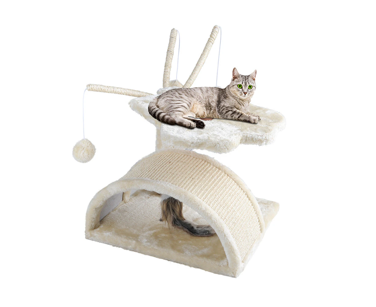 i.Pet Cat Tree 45cm Trees Scratching Post Scratcher Tower Condo House Furniture Wood Beige