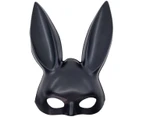 Sultry Black Bunny Half Mask Costume Accessory - Genuine Heaven Costumes - New