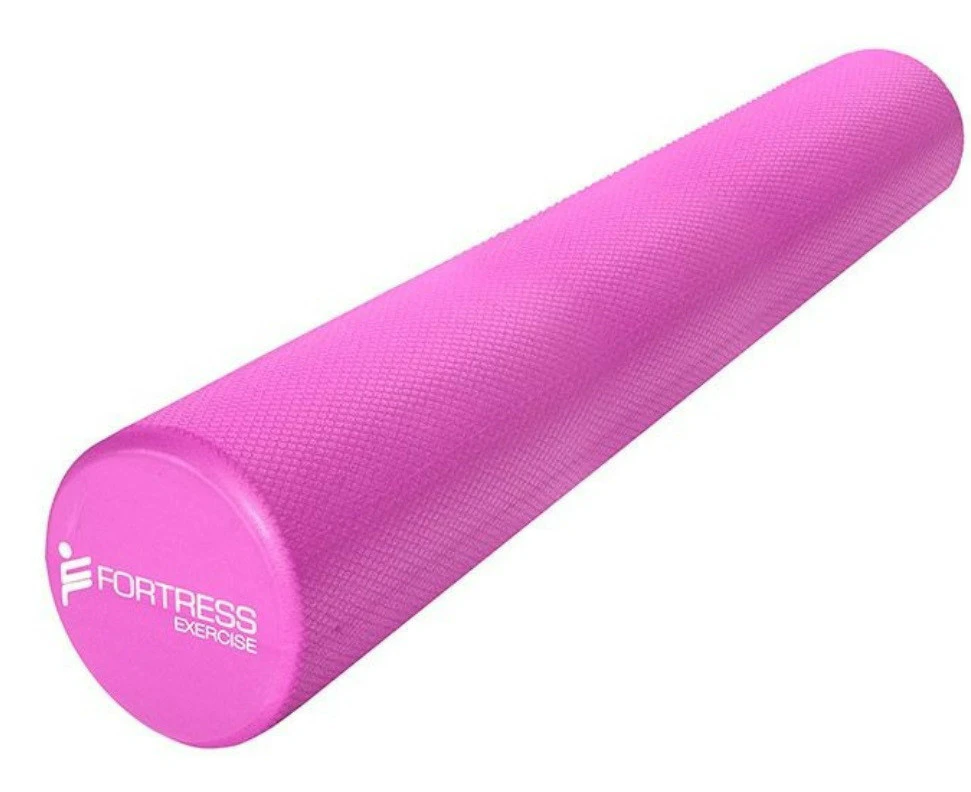 Fortress Round Foam Roller (90x15cm) w/ Exercise Chart - Pink