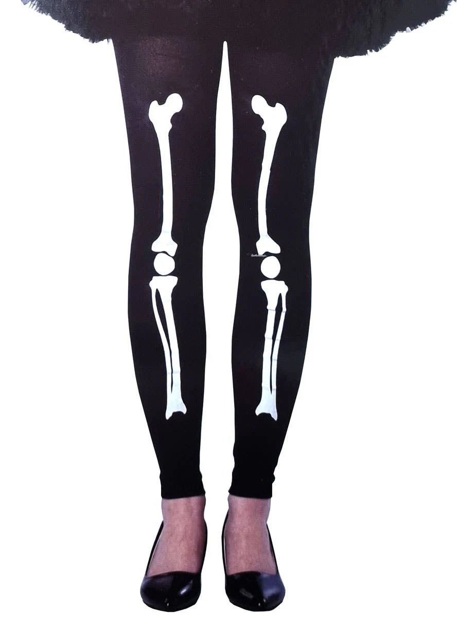 Skeleton Bone Print Women's Footless Halloween Stockings - New