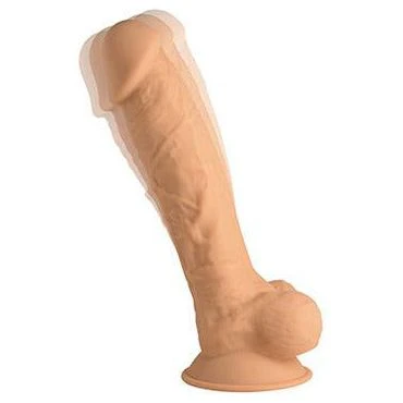 Curve Novelties Fleshstixxx 8in Vibrating Dildo With Balls Medium Tan, Model Fsd 8vm Tm, For All Genders, Intense Pleasure, Rechargeable Usb