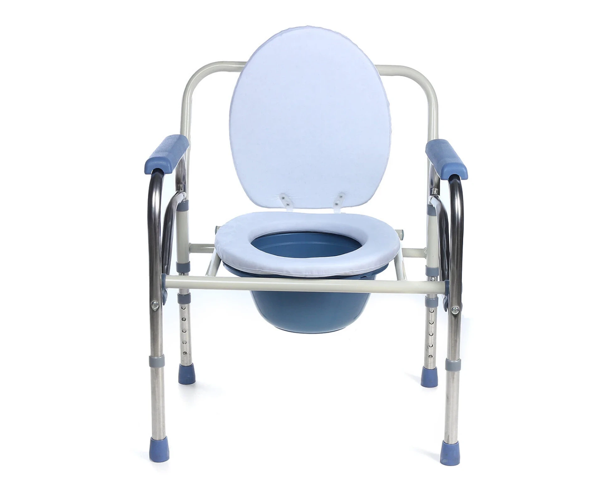 Foldable Mobile Adjustable Shower Toilet Bedside Commode Aids Chair Seat Potty - Leather sitting board