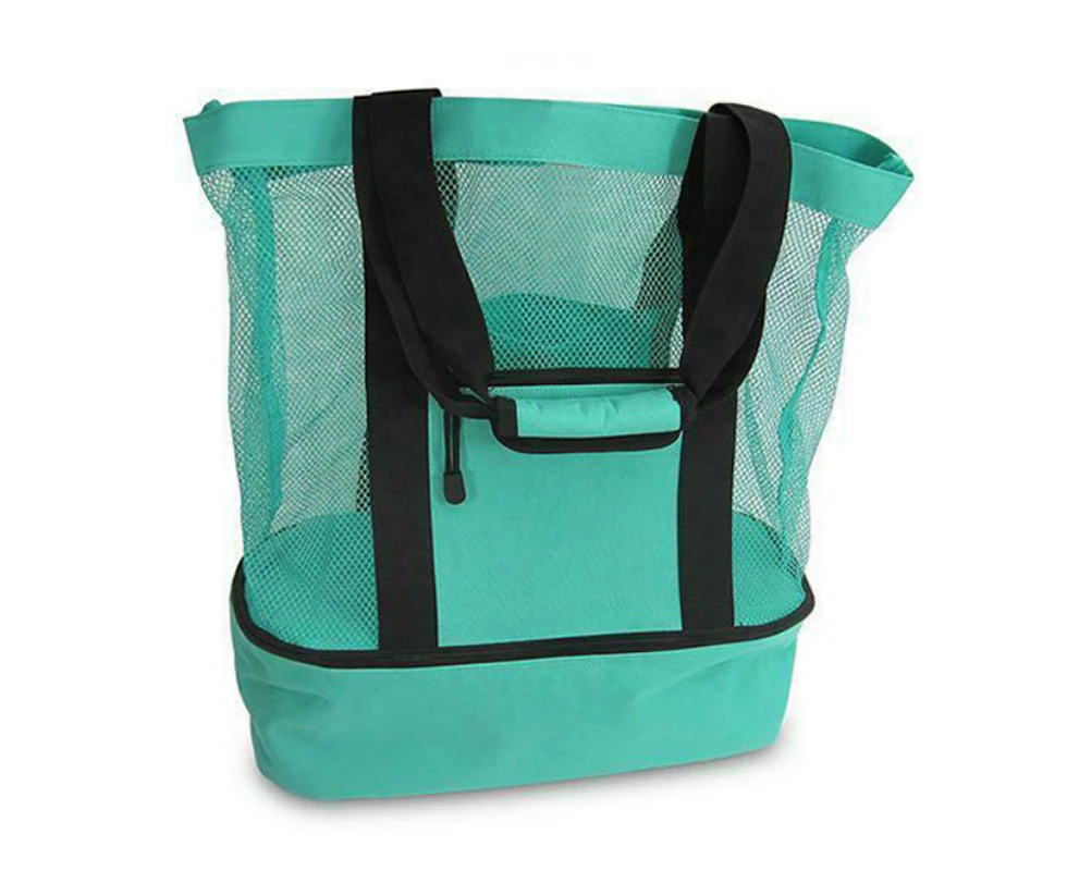 Mesh Picnic Jumbo Chillout Thermal Tote, Foldable Insulated & Reusable Food Bag for Groceries, Potlucks, Sundries & More - Green