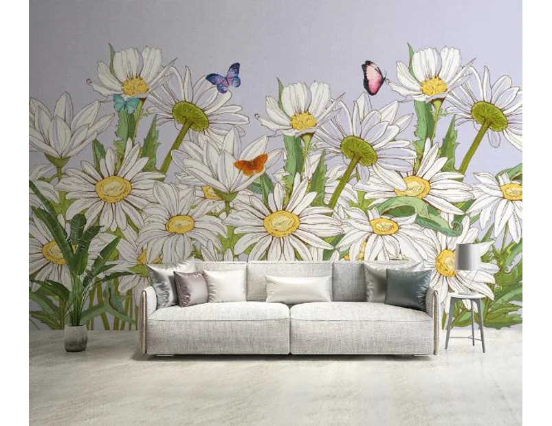 Jess Art Decoration 3D White Daisy Floral Wall Mural Wallpaper 168