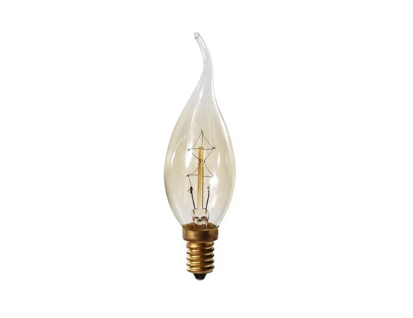 Amonson Lighting E14 40W Filament Edison Bulb Globe Antique Clear Glass Flame Shape F