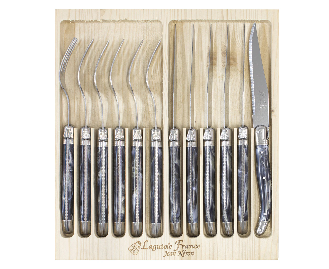 12pc Cutlery Set - Made in France - Black Horn