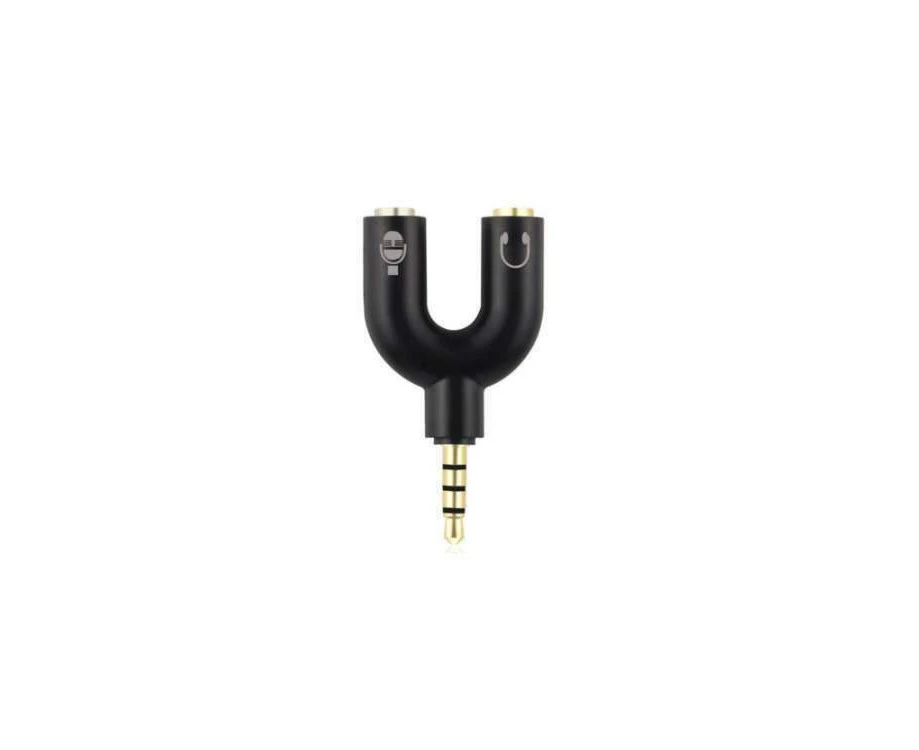 Black 3.5mm AUX Adapter Male to Dual Female Audio Micro phone Y-Splitter