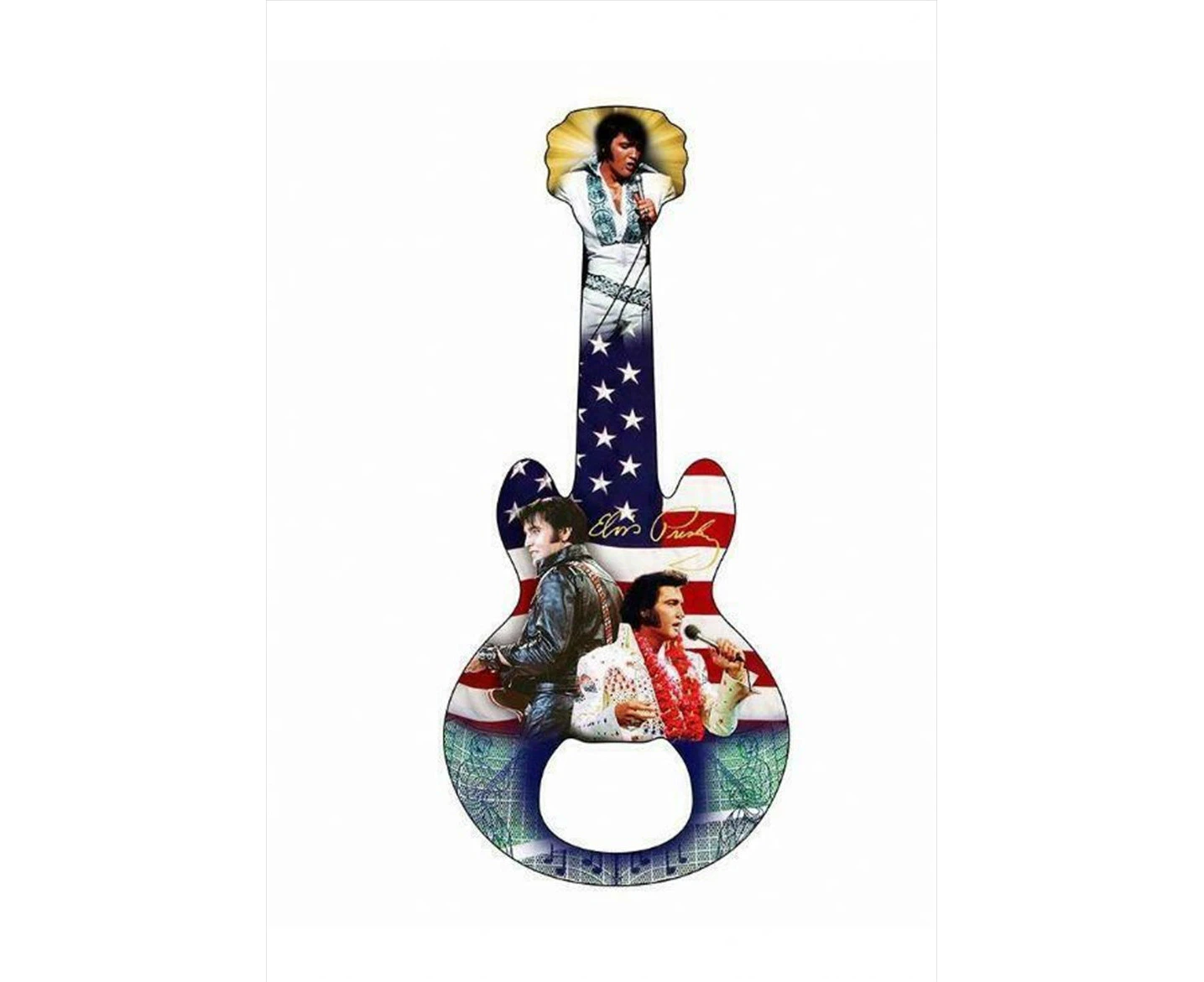 Elvis Magnet With Flag Collage Bottle Opener