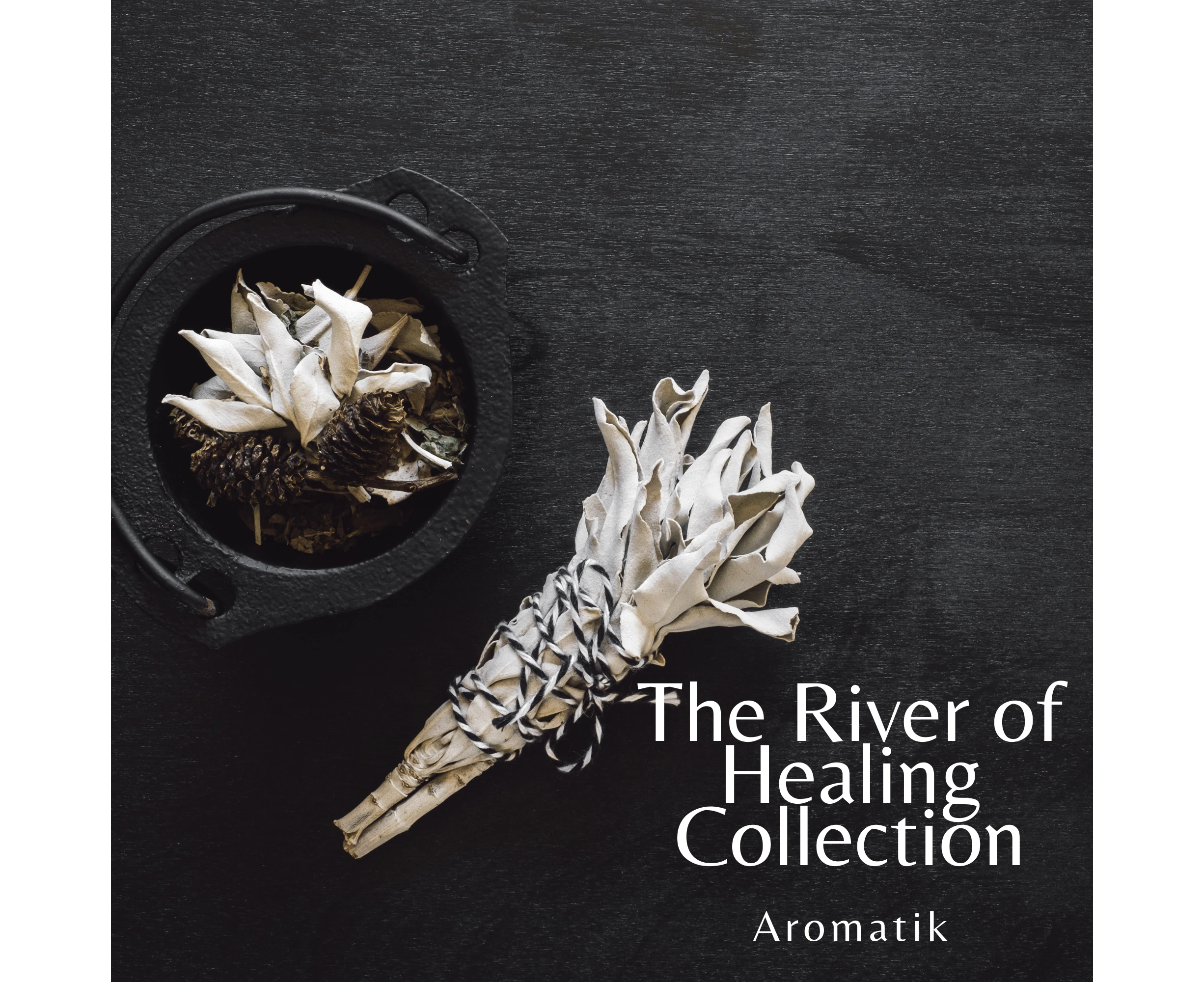 Aromatik - The River of Healing Collection(The River Of Healing Diffuser + The River of Healing Soy Wax Candle + Calm Incense + Banyan Incense Burner)