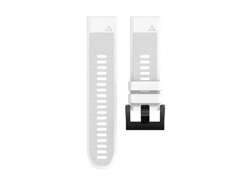 Strapsco Smart Watch Band For Garmin Fenix 5/5Plus/6/6 Pro Forerunner 935/945 Quick Release Silicone Strap Black Steel Buckle-White