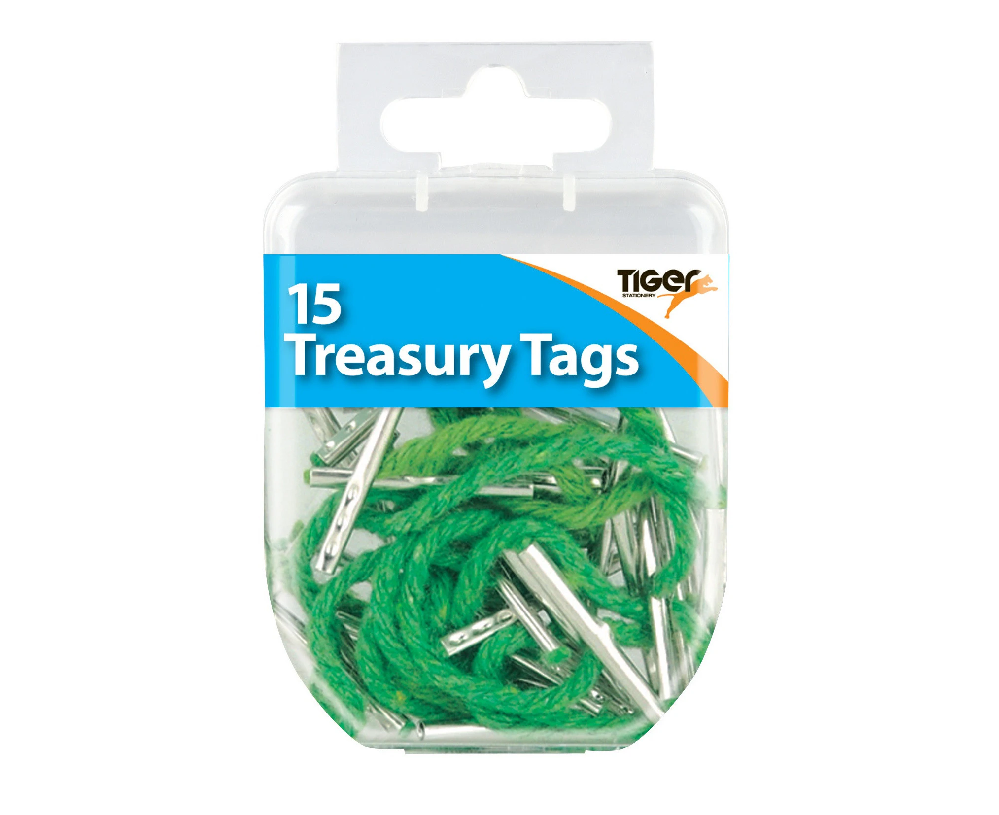 Tiger Stationery Treasury Tags (Pack of 15) (Green/Silver) - SG18921