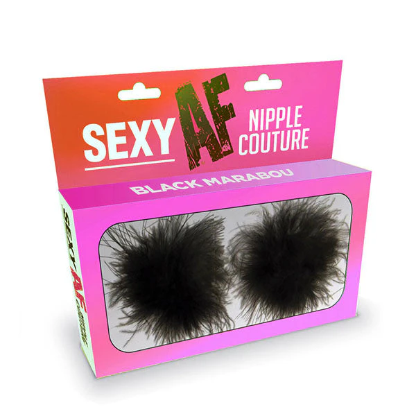 Sexy Af Nipple Couture Reusable Nipple Pasties - Black Marabou