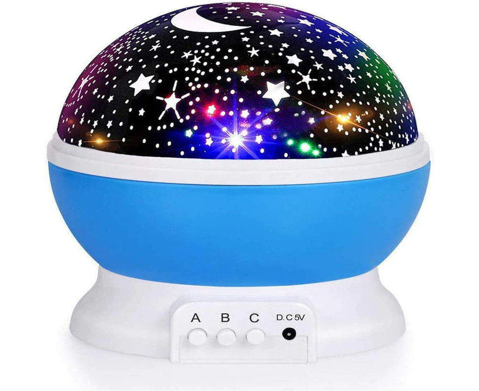 LA JOLIE MUSE Star Night Light for Kids Nebula Star Projector 360 Degree Rotation 4 LED Bulbs 9 Light Color Changing with USB Cable Romantic Gifts-Blue