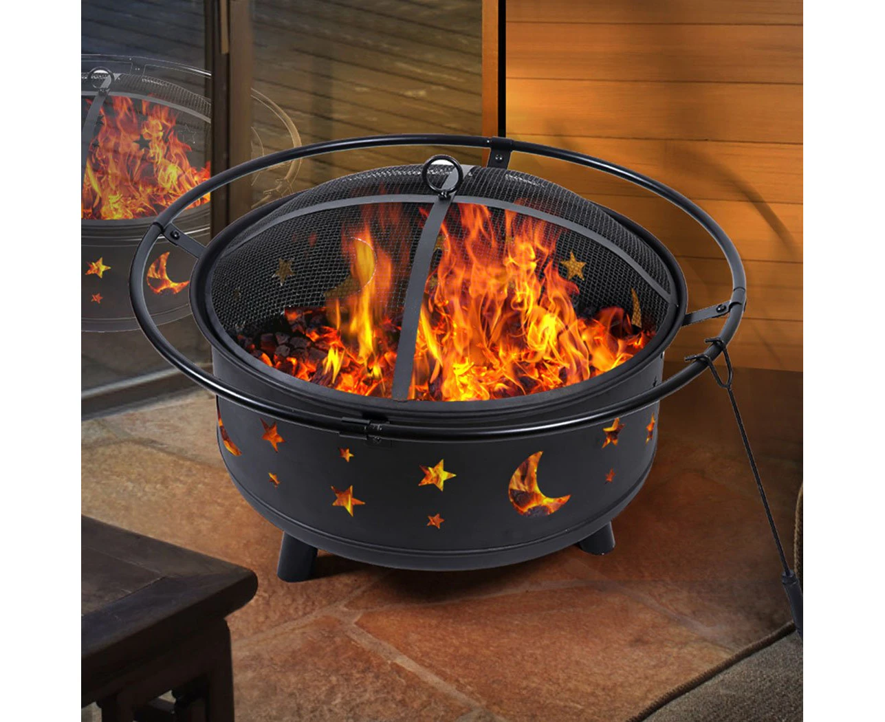 Outdoor Fire Pit BBQ Portable Wood Camping Fireplace Heater Patio Garden Grill