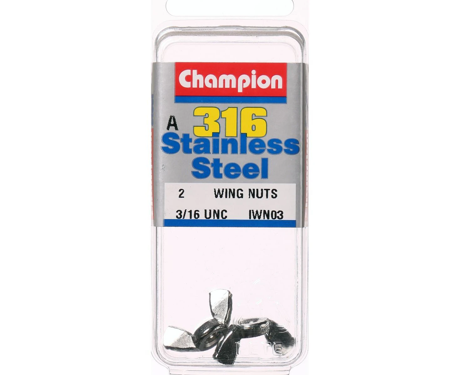 Champion IWN03 Stainless Steel Wing Nut Pack 3/16" UNC