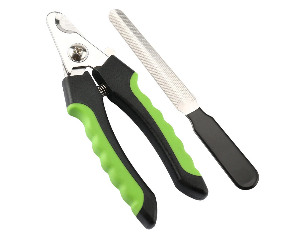 Miserwe Dog Nail Clippers and Trimmer with Quick Safety Guard to Avoid Over-Cutting Toenail-Black Green