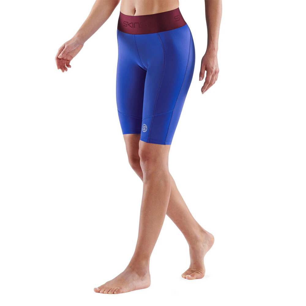 Skins Womens Series 3 Half Tights Bottoms Pants Trousers Blue Sports Running Gym