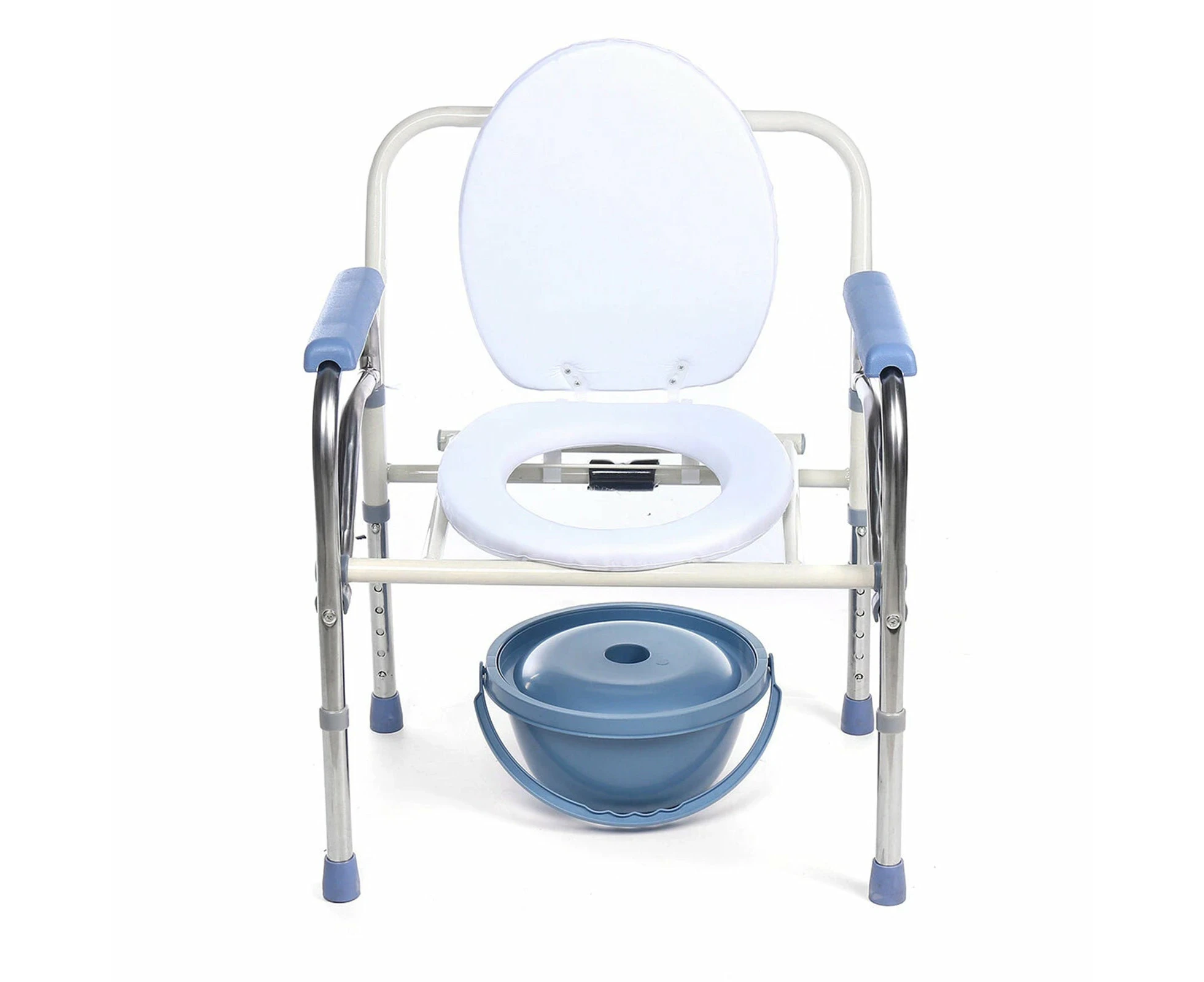 Foldable Mobile Adjustable Shower Toilet Bedside Commode Aids Chair Seat Potty - ABS thickened sitting board