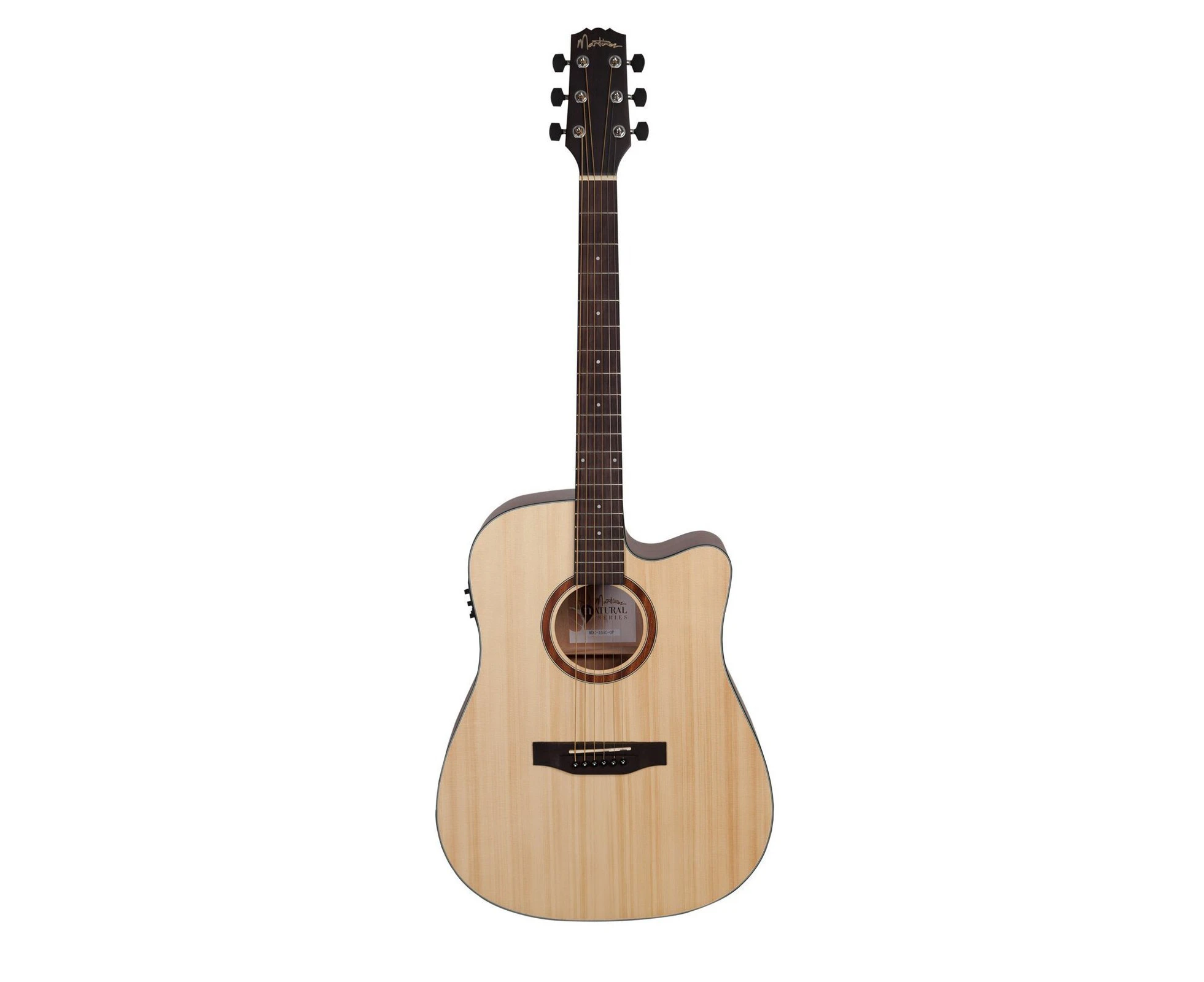 Martinez 'Natural Series' Spruce Top Acoustic-Electric Dreadnought Cutaway Guitar (Open Pore)