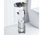 Toilet Paper Holder Stand And Storage Dispenser With Shelf For Bathroom