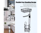 Toilet Paper Holder Stand And Storage Dispenser With Shelf For Bathroom