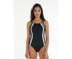 Aqua Perla Womens Jeanette Mesh Black One Piece Swimwear Spf50+