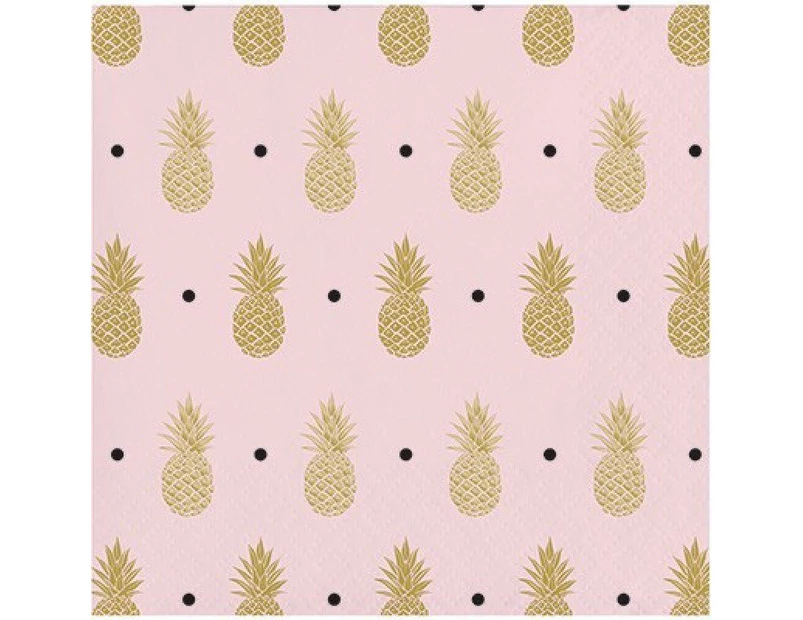 Pineapple Wedding Beverage Napkins Foil Stamped 16 Pack