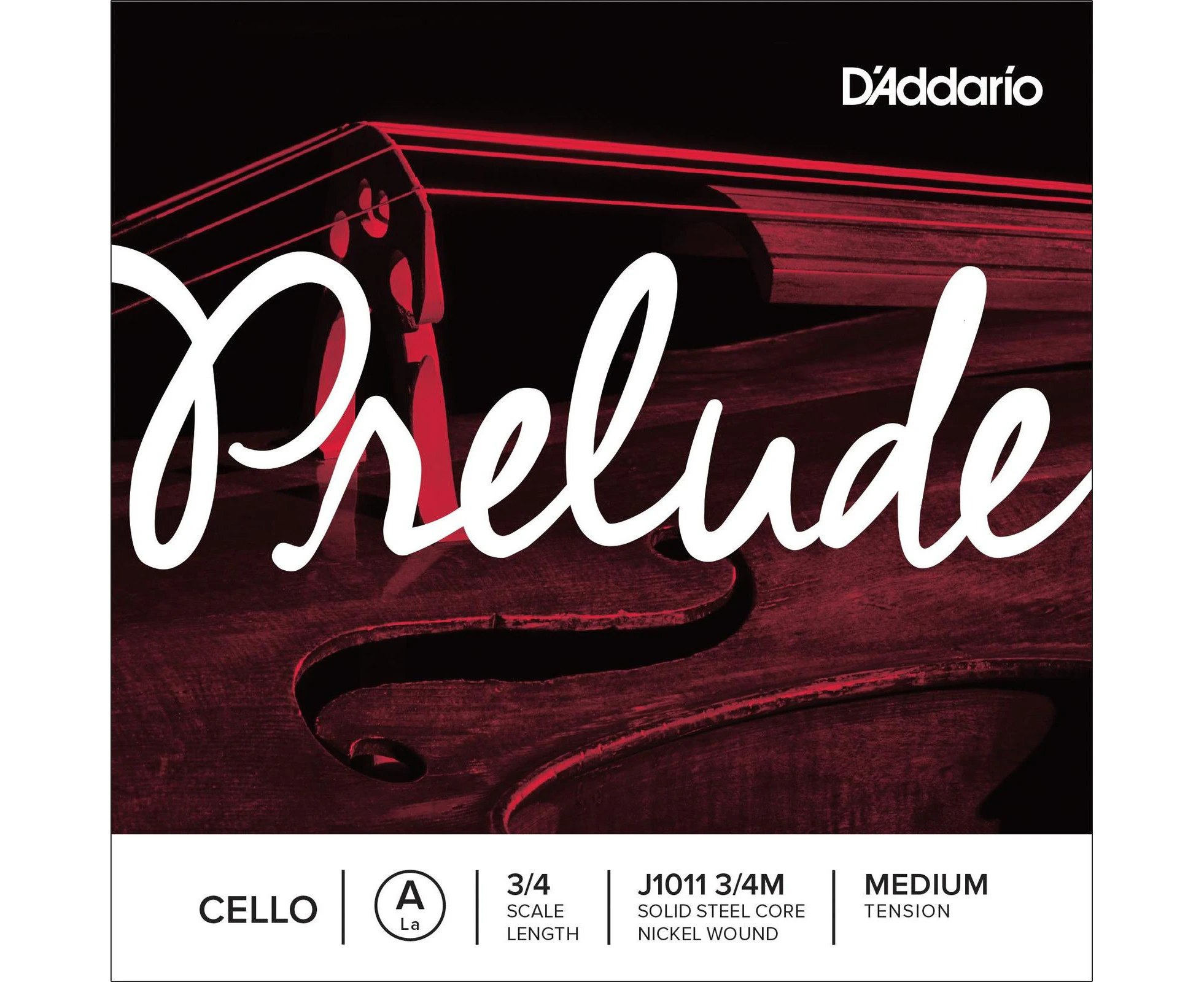 D'Addario Prelude Cello Single A String, 3/4 Scale, Medium Tension