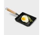 SOGA 2X Cast Iron Tamagoyaki Japanese Omelette Egg Frying Skillet Fry Pan Wooden Handle