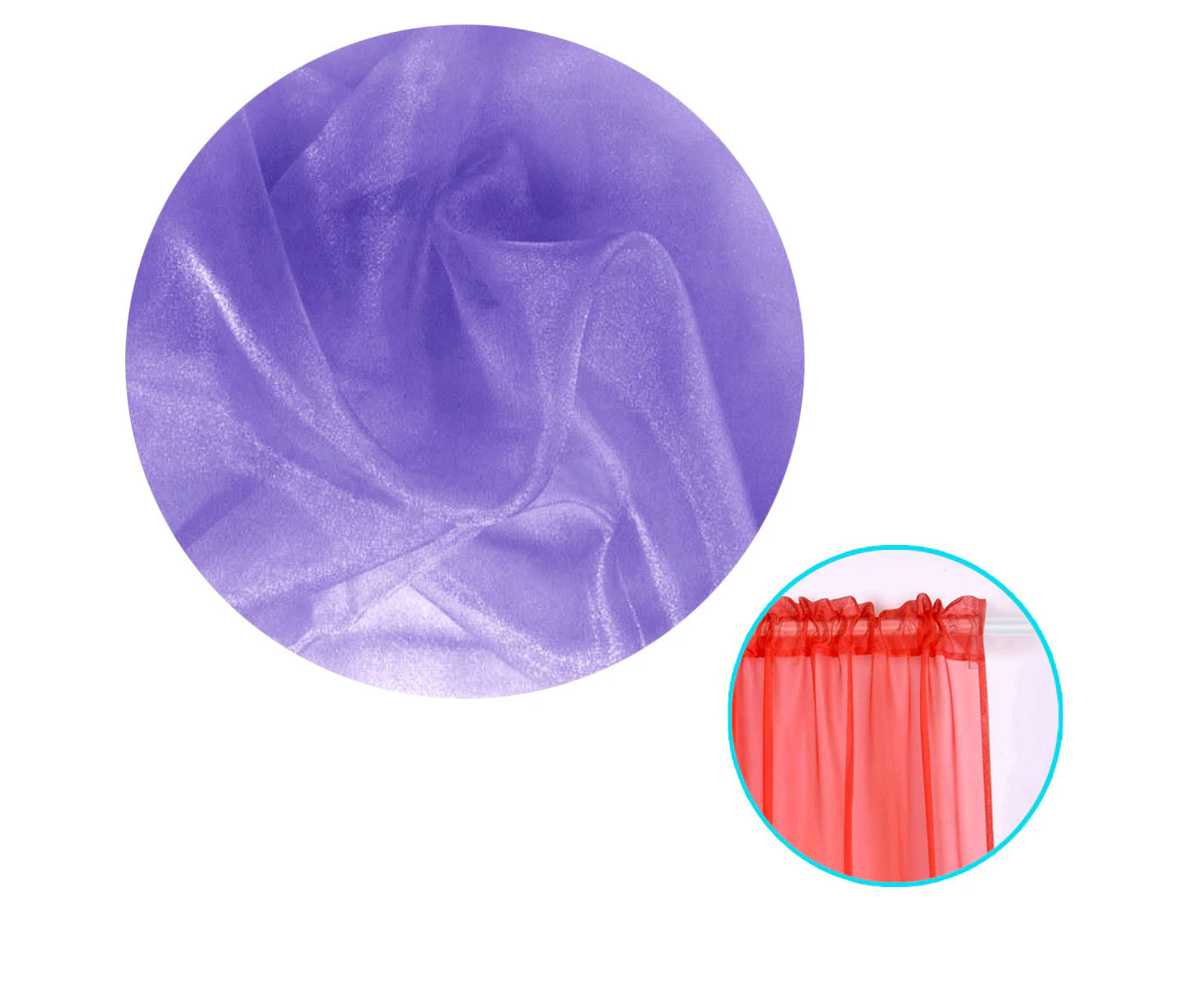 Pair of Rod Pocket Organza Sheer Curtains 150 x 213 cm - Purple