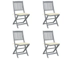 vidaXL Folding Outdoor Chairs 4 pcs with Cushions Solid Acacia Wood