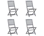 vidaXL Folding Outdoor Chairs 4 pcs with Cushions Solid Acacia Wood