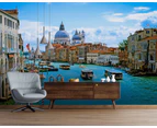 Jess Art Decoration 3D Blue Sky White Clouds Waterside Town Wall Mural Wallpaper 65