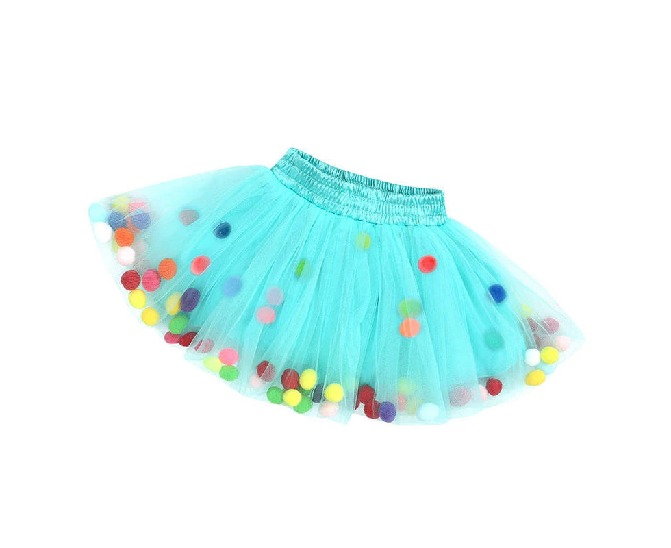 Dadawen Girl Tutu Skirt Fluffy Toddler Tulle Tutus 3 Layers With Pom Pom Puff Balls-Green