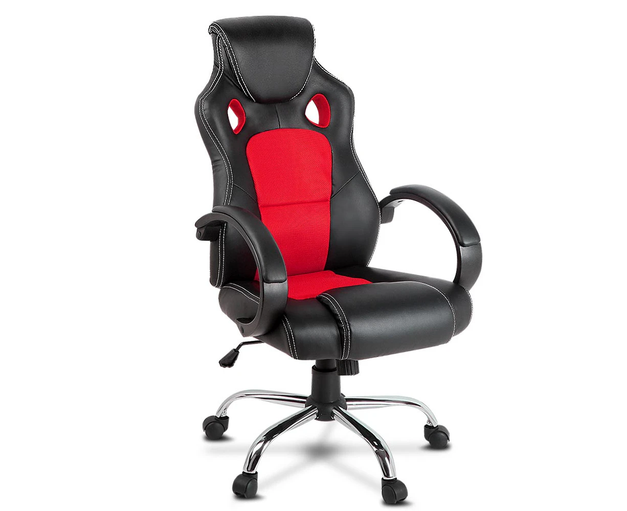 Racing Style PU Leather Office Desk Chair - Red