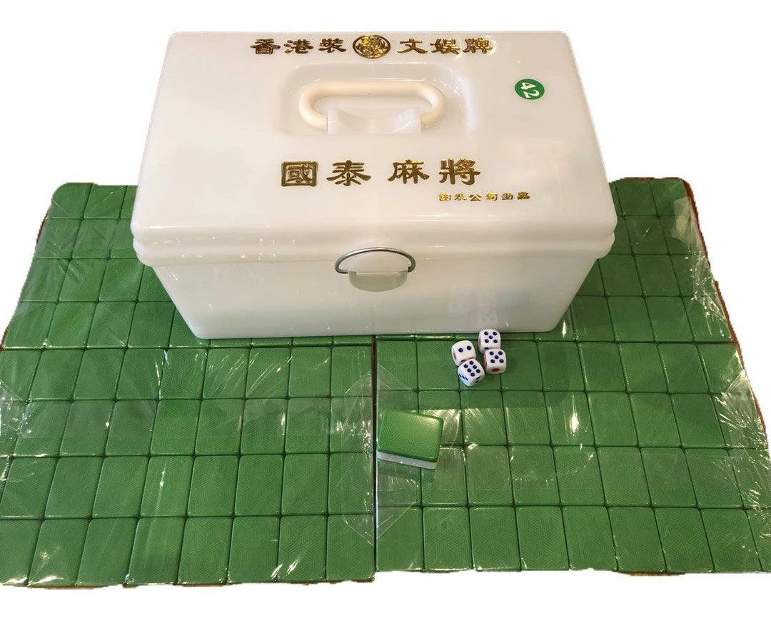 Sealed Medium Heavy MahJong Set 8kg Plastic Box Size 44 - Dark Green