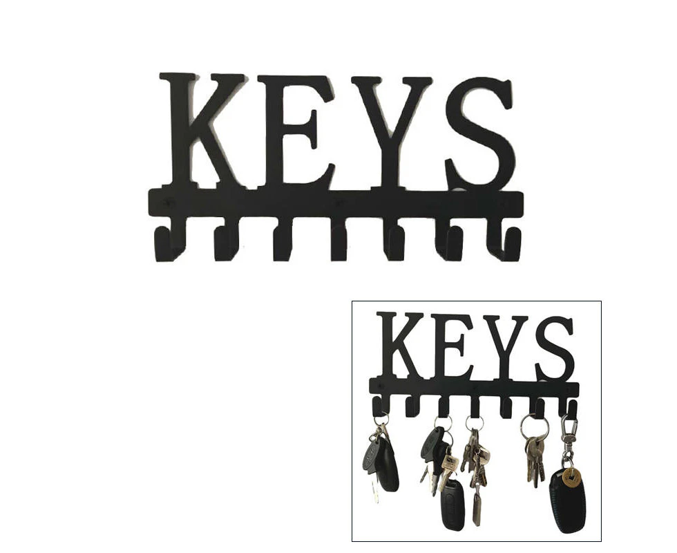 MadeSmart Keys Holder Hooks Organize Rack Wall Mounted -Black