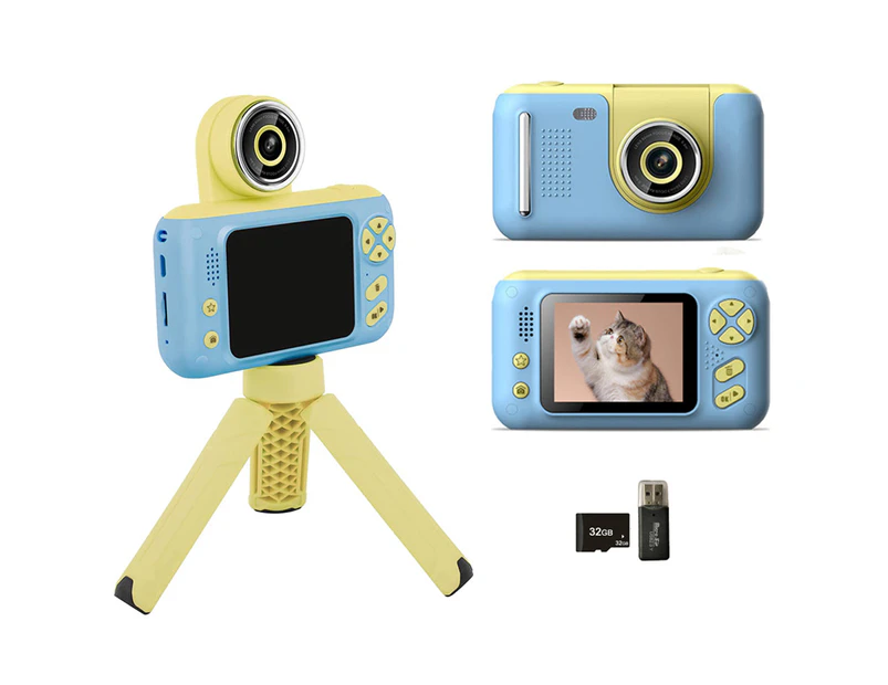 1080P Kids Selfie Flip Lens HD Compact Digital Photo and Video Camera-Blue