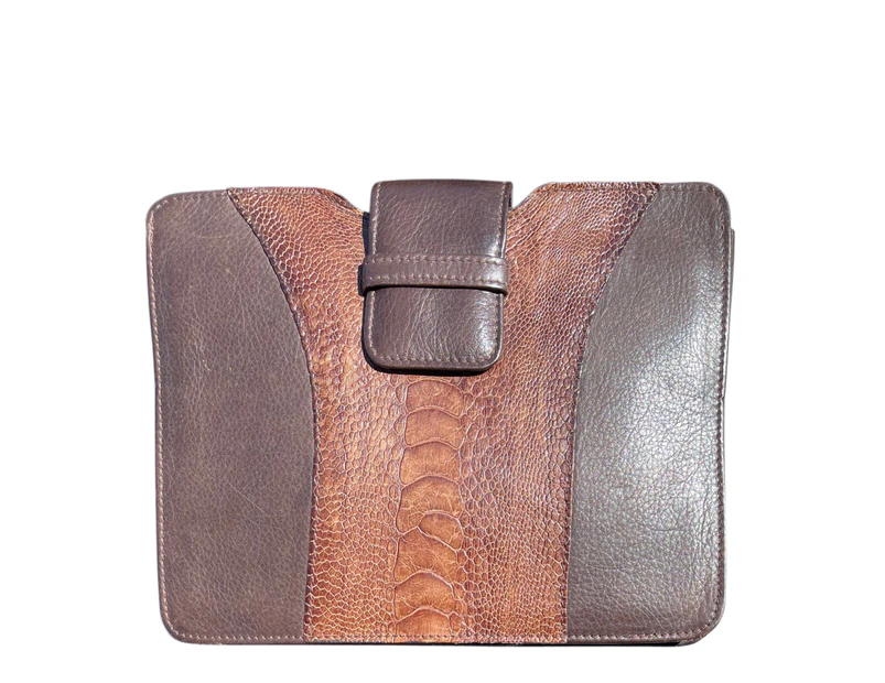 Ostrich Paw Clutch and Genuine Italian Leather Brown Colour