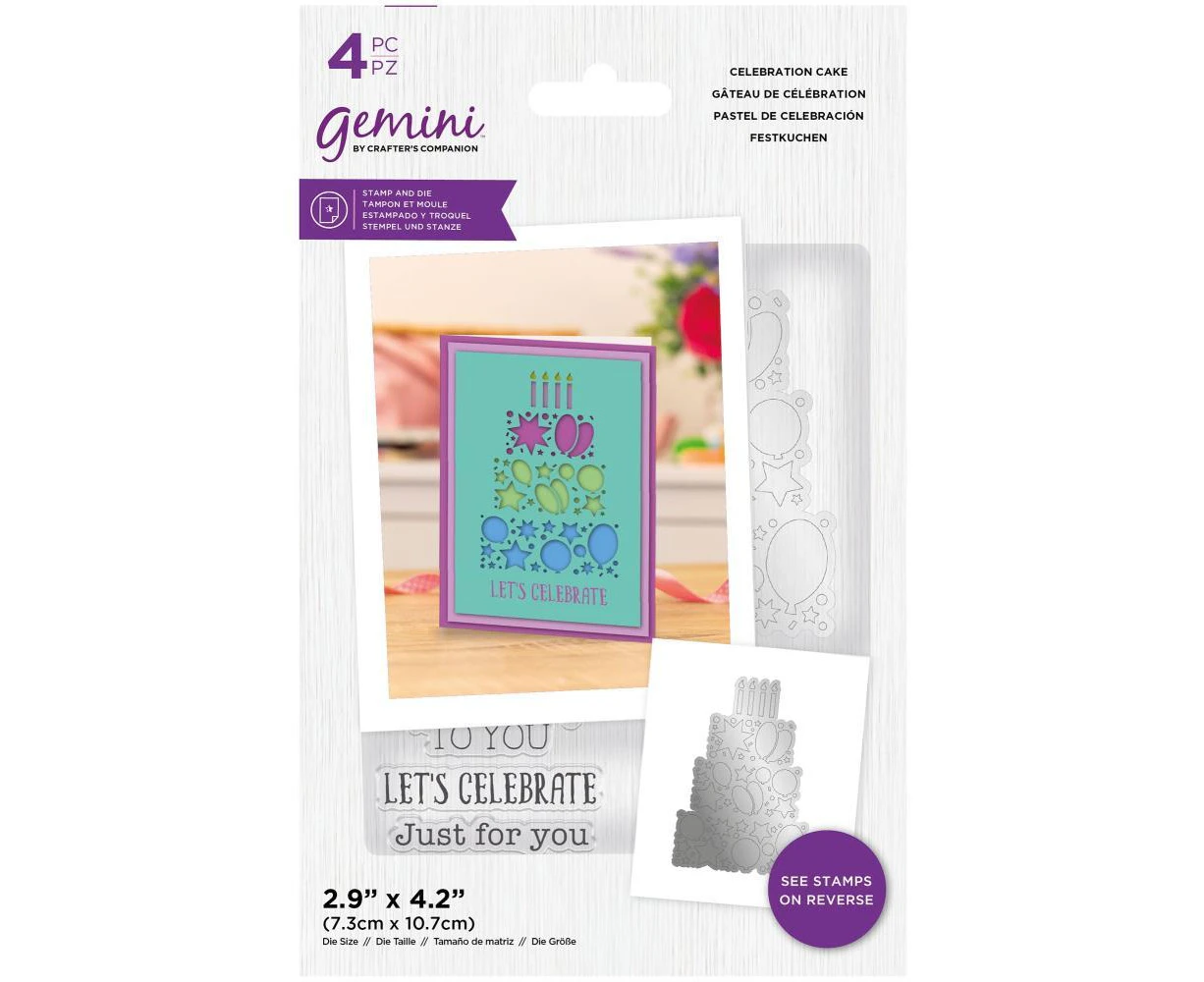 Crafter's Companion Gemini Clear Stamps & Dies Set - Celebration Cake